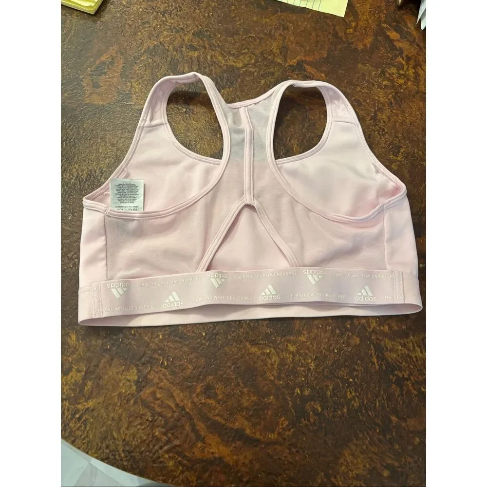 Adidas Powerreact Training Sports Bra Large Baby Pink Gently Worn - Picture 5 of 7